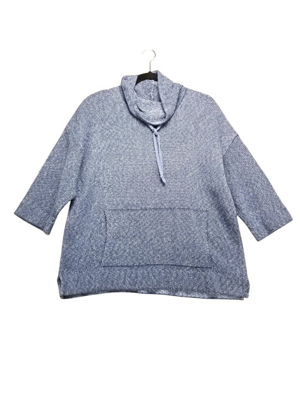 J. Jill Shirt Womens XS Pure Jill Blue Waffle Cowl Neck 3/4 Sleeve Sweatshirt